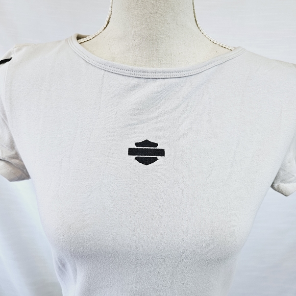 NWT Harley Davidson Tie Sleeve Graphic Tee - Picture 2 of 9